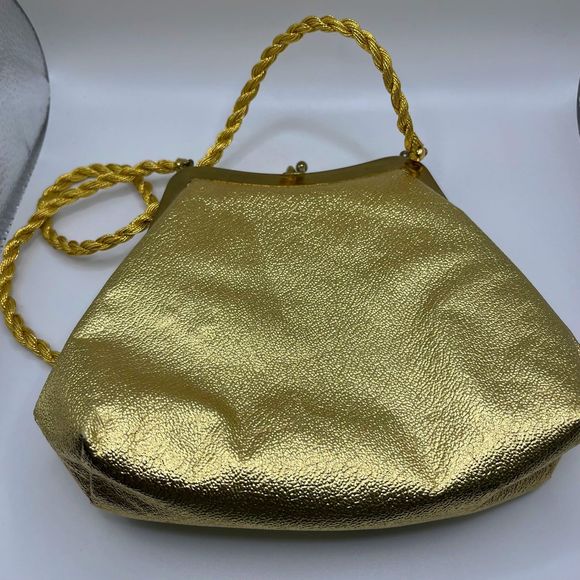 Vintage 60’s Gold Clutch with Strap - Picture 2 of 3